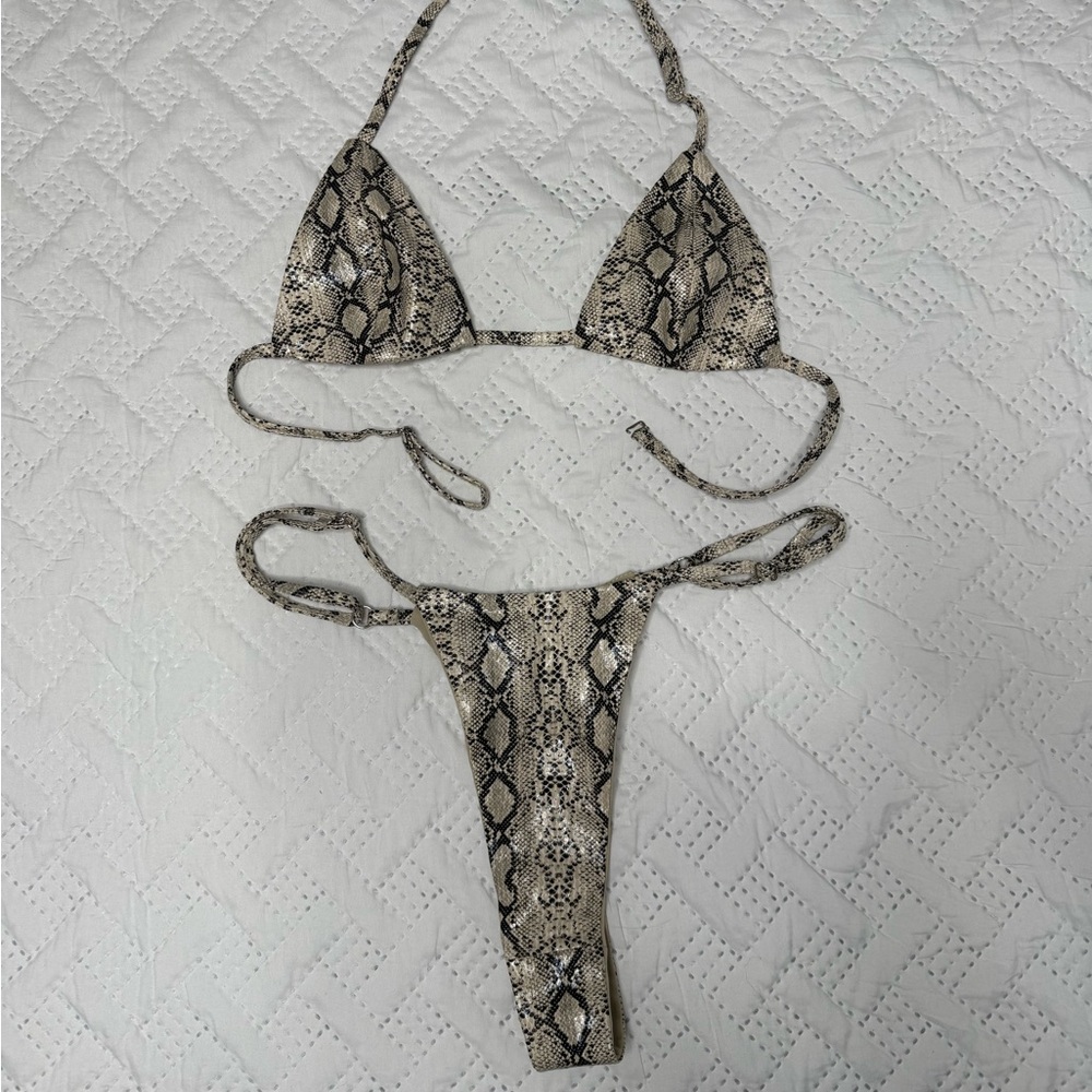 Snakeskin Print Bikini Set